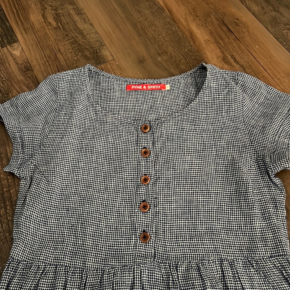 Pyne and Smith Short Blueberry Check Dress. Size XS